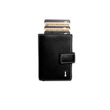 Black Smart Wallet with Strap - White Interior